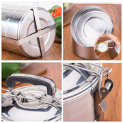 5799 Big Size 5 Compartment Lunch Box Stainless Steel Round Tiffin Traditional Tiffin Box For Kids College Office Men And Women Meal Holder With Locking Clip 5 Containers (16x5 Inch) thumbnail 4