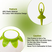 2046 Dancing Doll Fruit Fork Cutlery Set With Stand Set Of 6. thumbnail 4