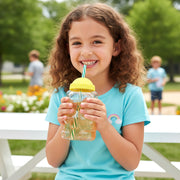 Cute Glass Bear Shape Kids Drinking Cup Bottle With Straw (1 Pc 350 Ml) thumbnail 2