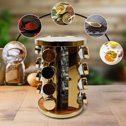 10009 Led Spice Rack Organizer Rotating Spice Rack With Free 16 Seasoning Jars Revolving Tower Organizer Stainless Steel For Kitchen Storage (Golden  16 Pc  Moq - 6 Pc) thumbnail 4