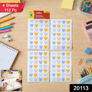 Colorful Heart Shape Decorative Sticker Set (4 Sheets 112 Pc) thumbnail 7