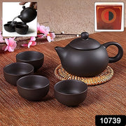 Premium Black Clay  Ceramic Tea Set With Teapot  4 Cups thumbnail 5