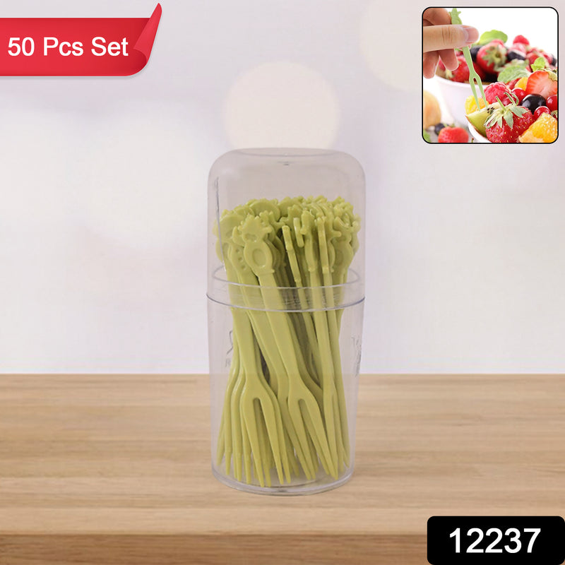 Plastic Fruit Forks Cake Dessert Forks Mini Forks (50 Pcs Set)