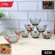 8234 Rose Glass Multipurpose Pudding  Dessert  Ice Cream Bowl Set For Home Use Home  Kitchen Serving Bowl For Sundae Sweets Snacks Fruit Pudding Nuts Or Dip Serving Bowls 6 Medium  1 Big Bowl (Set Of 7 Pc) thumbnail 6