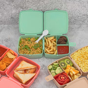 5787 Double-layer Square Lunch Box With  Spoon  4 Compartment Tiffin  Push Lock  Plastic Tiffin Box For Travelling School Kids  Office Exclusive Home thumbnail 1