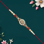 Rudraksha Rakhi With Stone-studded Mandala Design thumbnail 3