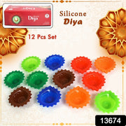 Silicone Diya For Diwali Attractive Design Colourful Diya Combo (12 Pcs Set) thumbnail 5