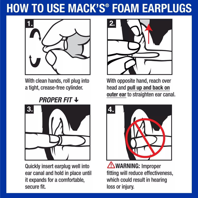 Soft Foam Noise-cancelling Earplugs 4 Pairs