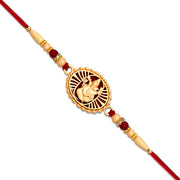 Traditional Ganesha Rakhi With Golden Finish And Sacred Red Thread thumbnail 3
