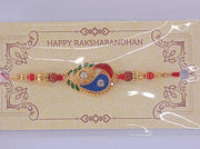Colorfull Morpich Design Golden Rakhi thumbnail 1