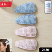 Textured Fabric Snap Hair Clips Set (4 Pc) thumbnail 7