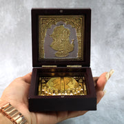 Golden Charan Paduka In Wooden Box  Spiritual Gift  Pooja Accessory thumbnail 2