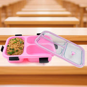 Plastic 3 Compartment Insulated Lunch Box Lunch Box (1 Pc) thumbnail 2