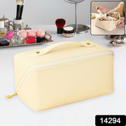 Premium Cream Travel Makeup  Toiletry Organizer Pouch With Zipper  Handle (1 Pc) thumbnail 6