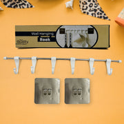 17968 Stainless Steel Utensil Hanger Rail Nail Free Wall Mount With 2 Magic Stickers  6 Plastic Hooks For Kitchen thumbnail 1