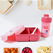 Plastic Lunch Box Leak Proof 2 Compartment With Bottle And Fork (1 Set  Mix Color) thumbnail 1
