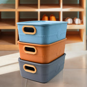 3-piece Plastic Multipurpose Storage Basket Bin Set With Handle (3 Pcs Set) thumbnail 1