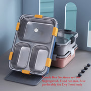 3 Compartment Transparent Stainless Steel Lunch Box With A Spoon And A Pair Of Chopsticks (1 Set) thumbnail 2