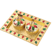 5996 Rakasha Bandhan Special Puja Thali Kumkum Thali Holder Pooja Return Gift Indian Housewarming Gifts Brotherbhaibhabhisisterfamily Rakhi For Rakshabandhan thumbnail 4
