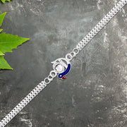 Elegant Peacock Design Rakhi With Blue Enamel And Silver Metal Chain thumbnail 1