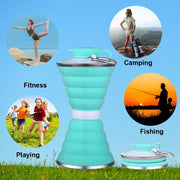 1385 Silicone Traveling Water Bottle Bpa Free - Leak Proof Lightweight Collapsible - Small Folding Refillable And Space Saver For Camping Gym Sports Hiking Biking Yoga Outdoor thumbnail 3