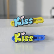 Cute Kiss Text Hair Clip Set (2 Pc) thumbnail 2