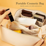 Premium Cream Travel Makeup  Toiletry Organizer Pouch With Zipper  Handle (1 Pc) thumbnail 2