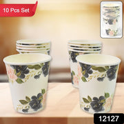 Disposable Paper Cups Disposable Tea Coffee Cups (10 Pcs Set  Mix Color  Design) thumbnail 7