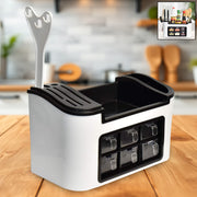 Multifunctional Kitchen Storage Organizer Rack With 6 Spice Containers Knife  Spoon Holder And Top Shelf thumbnail 1