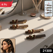 Elegant Bow Design Decorative Hair Clips Set (4 Pc) thumbnail 7
