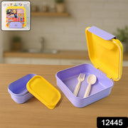 Kids Lunch Box Set With Small Inner Container Spoon  Fork (1 Pc) thumbnail 7