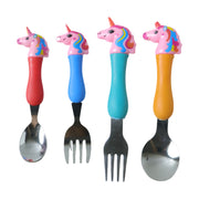 Unicorn Theme Kids Spoon And Fork With Plastic Handle Set (4 Pc Set) thumbnail 3