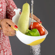 Plastic Rice Pulses Fruits Vegetable Noodles Pasta Washing Bowl And Strainer (2 Pc) thumbnail 3