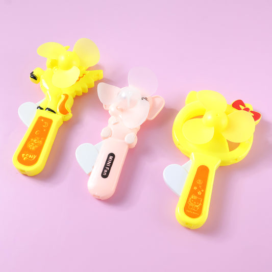 Hand Press Mini Portable Cartoon Fan Toy (1 Pc Mix Color  Design)