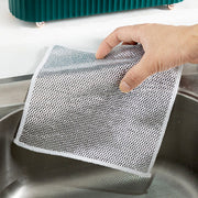 5564 Double-sided Multipurpose Microfiber Cloths Stainless Steel Scrubber Non-scratch Wire Dishcloth Durable Kitchen Scrub Cloth (1 Pc  20x20 Cm) thumbnail 1