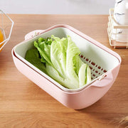 2717 Multifunctional Bpa Free Double Layered Plastic Rotatable Strainer Bowl With Handles For Washing Rinsing Serving Vegetables  Fruits (Multicolor) thumbnail 6