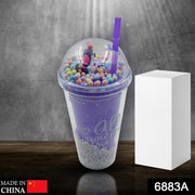 6883a Design Printed Sipper Bottle With Toy Led Glow Light Double Wall Sipper Glass Water Bottle  Sipper Bottle With Straw For Girls And Kids For Boys And Girls Schooltuitiongym (Pack Of 1) thumbnail 7
