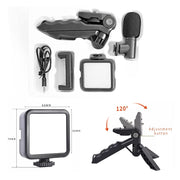 6054 Vlogging Kit For Video Making With Mic Mini Tripod Stand Led Light  Phone Holder Clip For Making Videos thumbnail 4