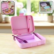 Smart Leak Proof Lunch Box With 3 Compartments And Spoon Set (1 Set) thumbnail 1