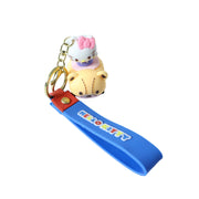 Cute Cartoon Cat Riding Toy Car Silicone Keychain (1 Pc) thumbnail 3
