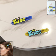 Cute Kiss Text Hair Clip Set (2 Pc) thumbnail 1