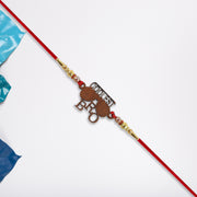 Trendy Wooden Rakhi For Brother  Coolest Bro Design With Sunglass Motif  Decorative Beads thumbnail 1