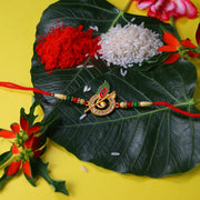 Krishna Flute Rakhi With Choco Nut Butterscotch Coin Tilak  Greeting Card Combo thumbnail 3