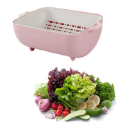 2717 Multifunctional Bpa Free Double Layered Plastic Rotatable Strainer Bowl With Handles For Washing Rinsing Serving Vegetables  Fruits (Multicolor) thumbnail 5