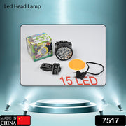 7517 Head Lamp 15 Led Long Range Rechargeable Headlamp Adjustment Lamp Use For Farmers Fishing Camping Hiking Trekking Cycling thumbnail 7