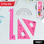 Cute Cartoon Giraffe Ruler  Scale Meter Ruler  Triangle Ruler (4 Pc Set) thumbnail 4