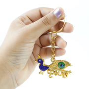 Krishna Peacock Design Golden Keychain (1 Pc) thumbnail 3