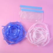 12 Peace Reusable Stretch Lids Set With 2 Storage Pouches  Flexible Food Cover Lids thumbnail 1