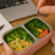 5583 Miracle Quick Lock Leak Proof 2 Compartment Stainless Steel Lunch Box Inner Plate Reusable Microwave Freezer Safe Lunch Box Trendy Thermal Insulation Leak Proof For Office Vacuum Tiffin Box For Boys  Girls  School  Office Women And Men thumbnail 4