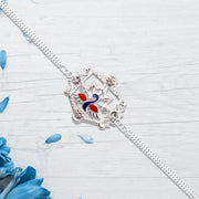 Silver Peacock Rakhi With Diamond Accents thumbnail 1
